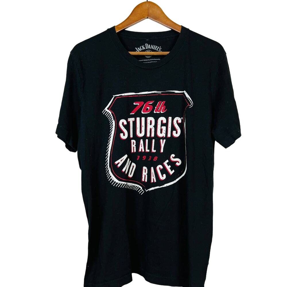 Sturgis 76th Anniv Jack Daniels Graphic Tee Soft Lightweight Black - L